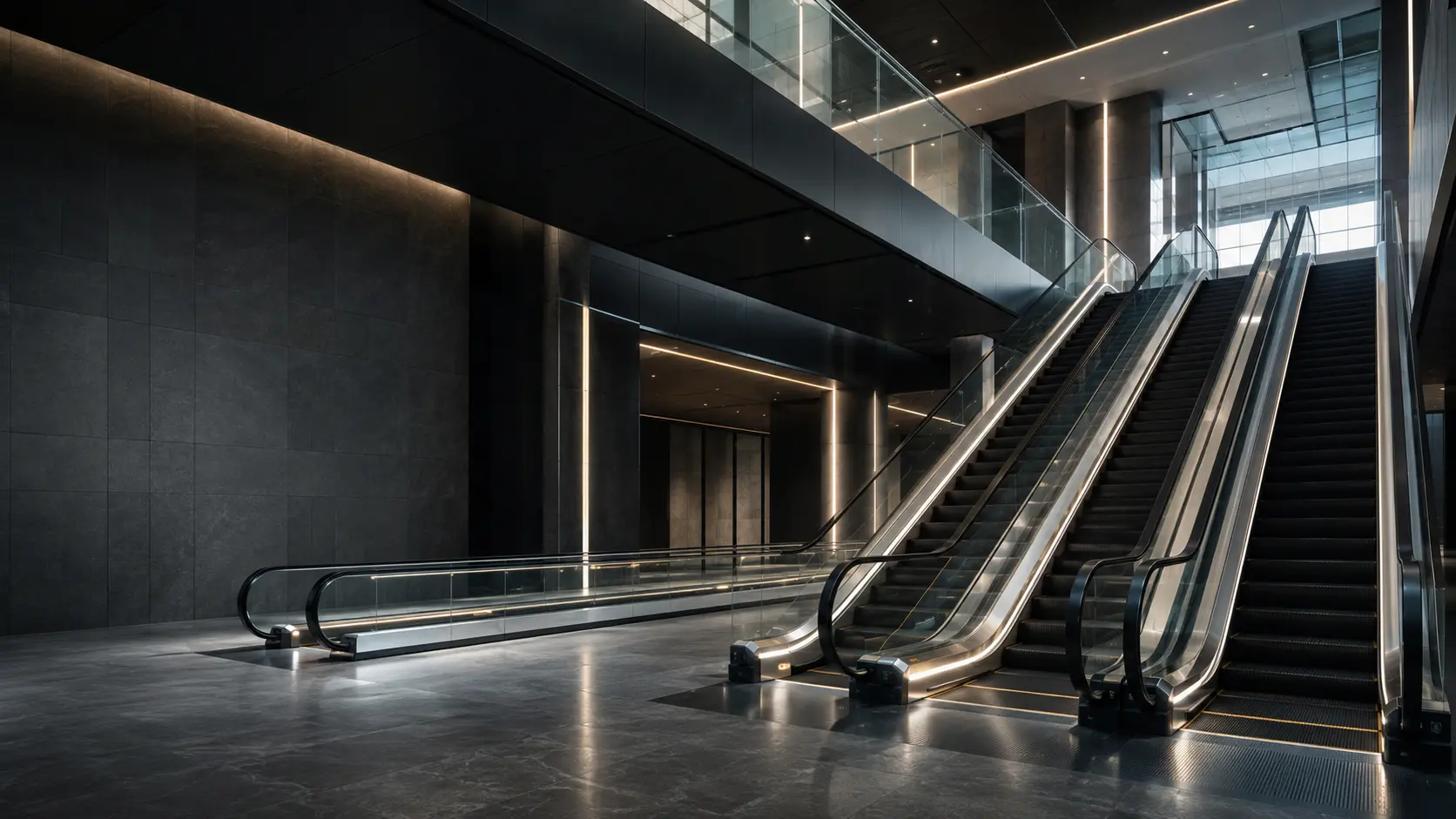 Escalator in a modern atrium